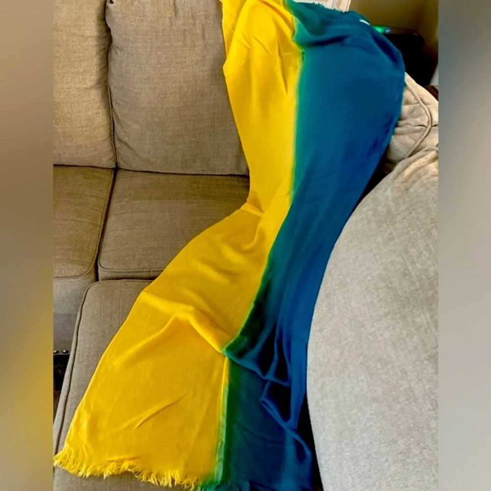 Yellow and Green Women's Scarf